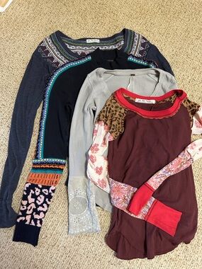 GUC lot of 4 free people thermal long sleeve shirts